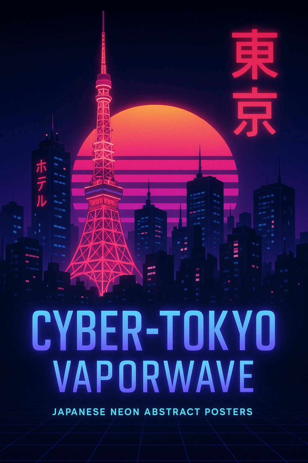 Cyber‑Tokyo Vaporwave Posters – Japanese Neon Abstract Pack